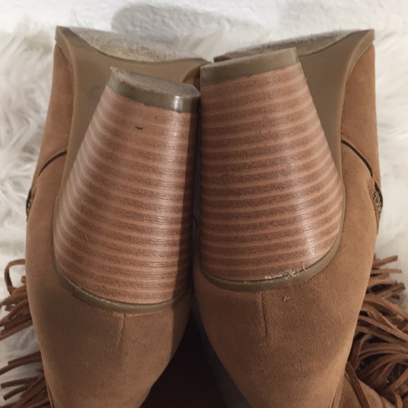 Rampage Frankey Tan 3” Heeled Fringe Ankle Boot 10 - Picture 11 of 15